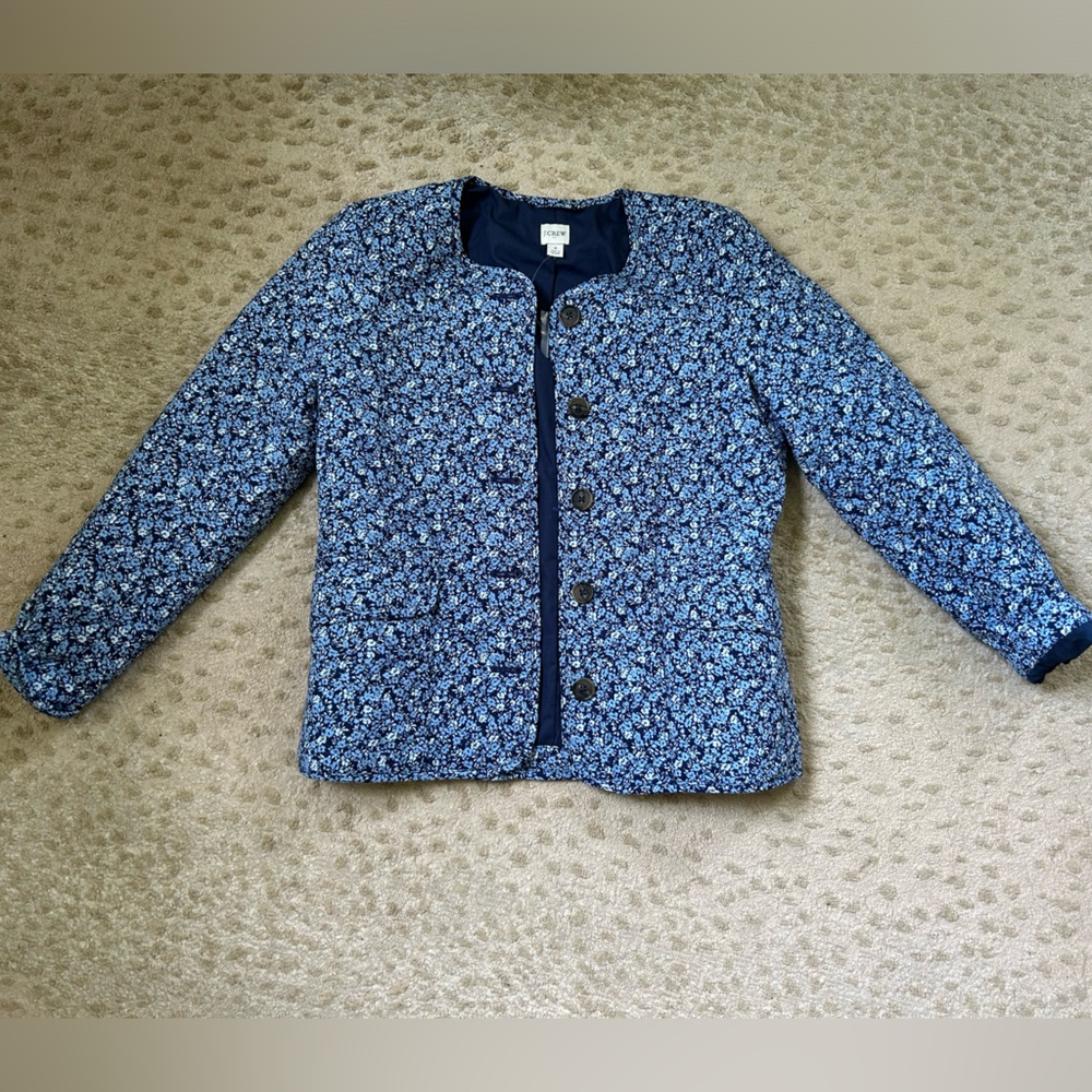 J Crew quilted floral block print jacket
